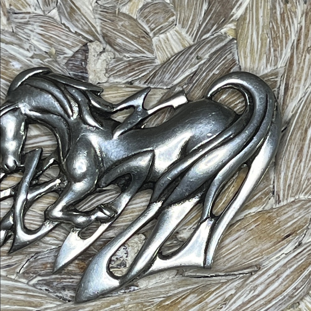 St Justin Cabyll Ushtey Pewter Horse Celtic Brooch - Picture 2 of 7